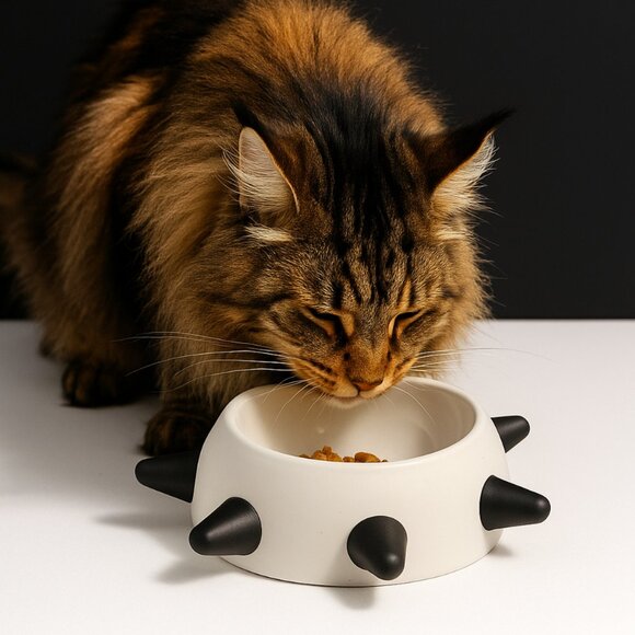 Luxury Eco-Friendly Modern Spiked Inclined Pet Bowl  - Made in Italy - Picture 2 of 7